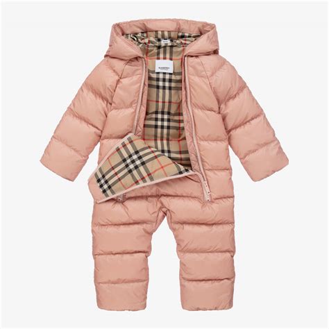 burberry snowsuit pink|baby check print snowsuit.